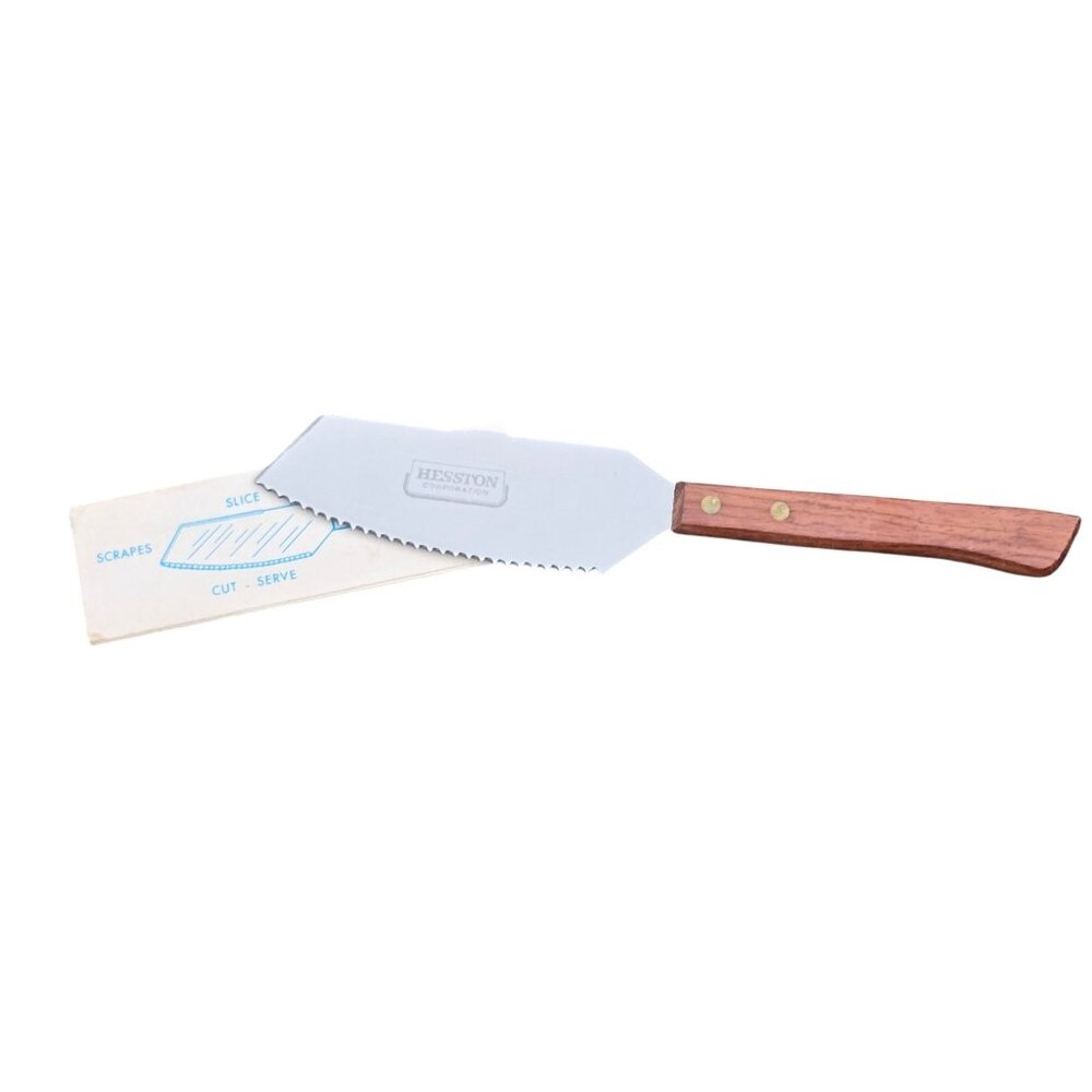 Hesston Advertising Knife Multi Purpose Cuts Slices Serves Wood Handle Burnco